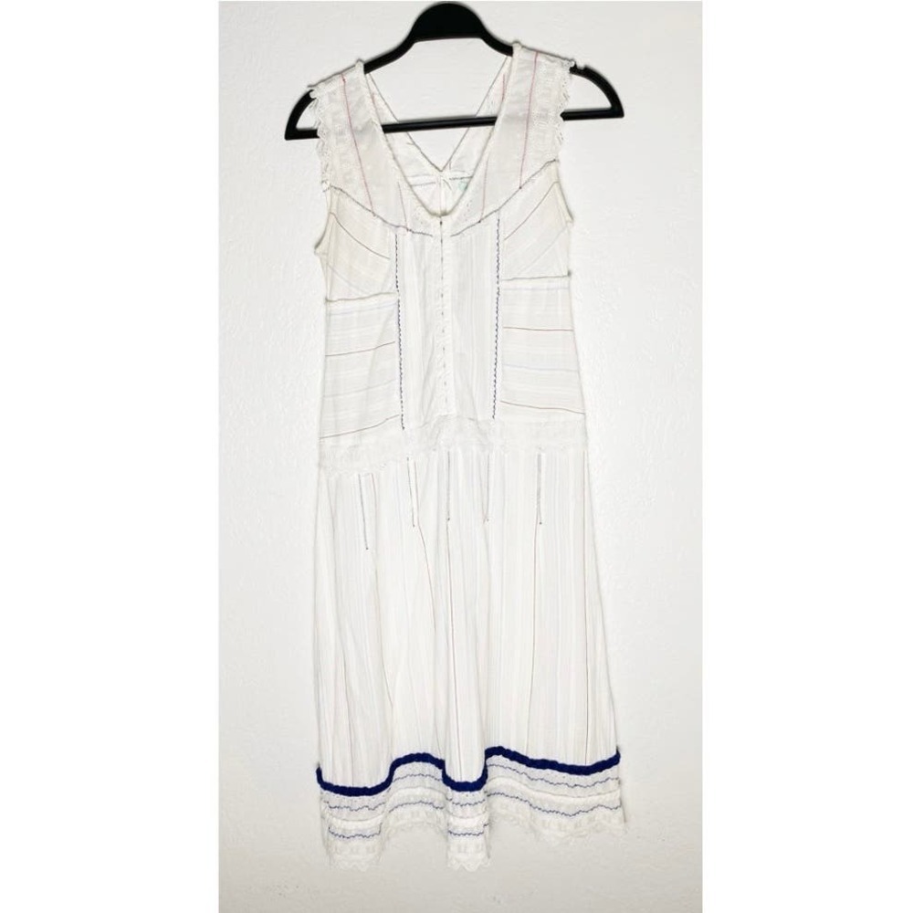 Kimchi & Blue‎ Women's White Cotton Dress Snap Hook Front Open Button Back Lace